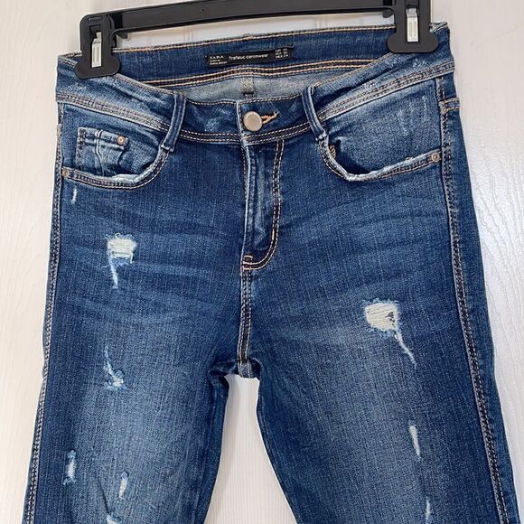 ZARA Trafaluc denimwear distressed jeans size 2 - Picture 3 of 6